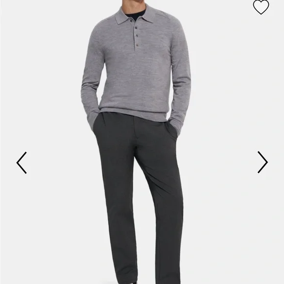 Theory Men's Long-Sleeve Polo Shirt in Merino Wool - Medium - Picture 2 of 13